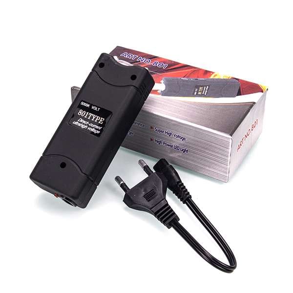 POLICE Stun Gun 628 - Rechargeable with LED Flashlight Siren Alarm, Black